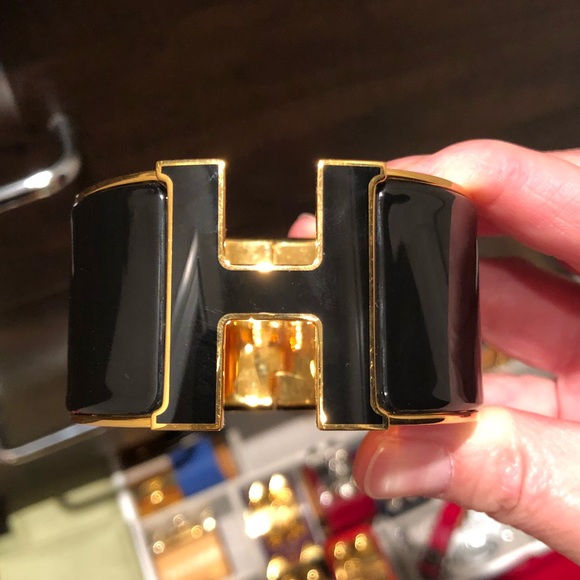 Hermes extra large H clic clac- black enamel - Picture 6 of 8